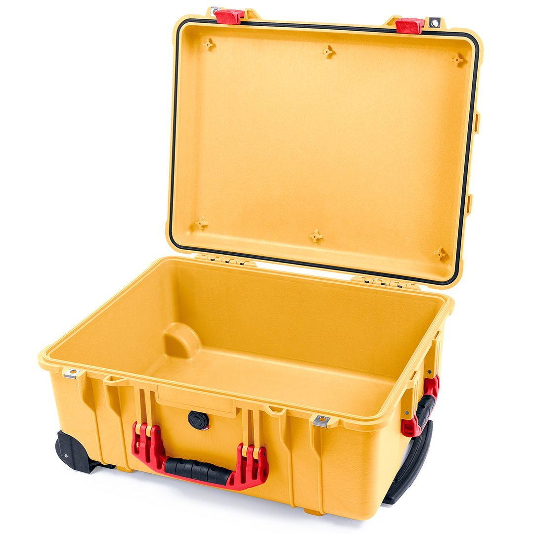 Pelican 1560 Case, Yellow with Red Handles &amp; Latches None (Case Only) ColorCase 015600-0000-240-320