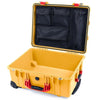 Pelican 1560 Case, Yellow with Red Handles & Latches Mesh Lid Organizer Only ColorCase 015600-0100-240-320