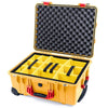 Pelican 1560 Case, Yellow with Red Handles & Latches Yellow Padded Microfiber Dividers with Convolute Lid Foam ColorCase 015600-0010-240-320
