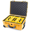 Pelican 1560 Case, Yellow with Silver Handles & Latches Yellow Padded Microfiber Dividers with Convolute Lid Foam ColorCase 015600-0010-240-180