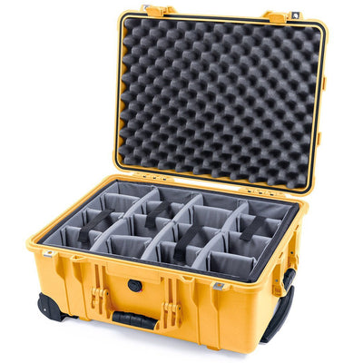 Pelican 1560 Case, Yellow Gray Padded Microfiber Dividers with Convolute Lid Foam ColorCase 015600-0070-240-240