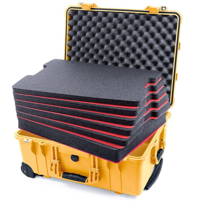 Pelican 1560 Case, Yellow Custom Tool Kit (6 Foam Inserts with Convolute Lid Foam) ColorCase 015600-0060-240-240