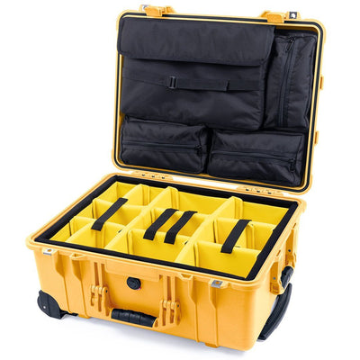 Pelican 1560 Case, Yellow Yellow Padded Microfiber Dividers with Computer Pouch ColorCase 015600-0210-240-240