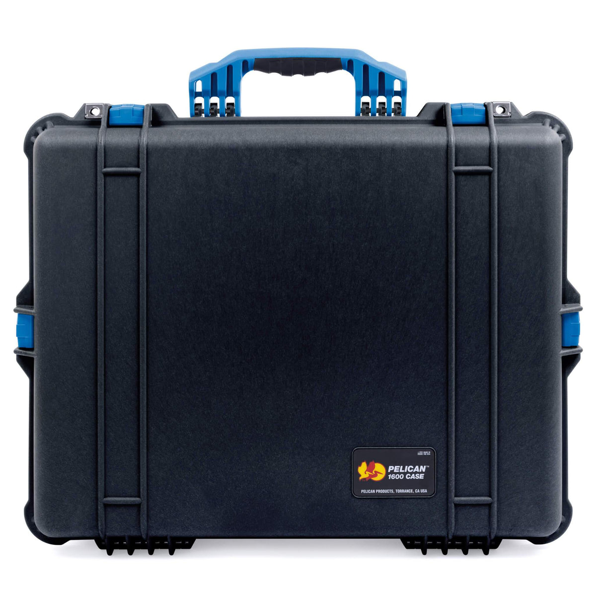 Pelican 1600 Case, Black with Blue Handle &amp; Latches ColorCase 