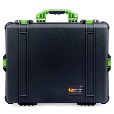 Pelican 1600 Case, Black with Lime Green Handle & Latches ColorCase