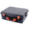 Pelican 1600 Case, Black with Orange Handle & Latches ColorCase