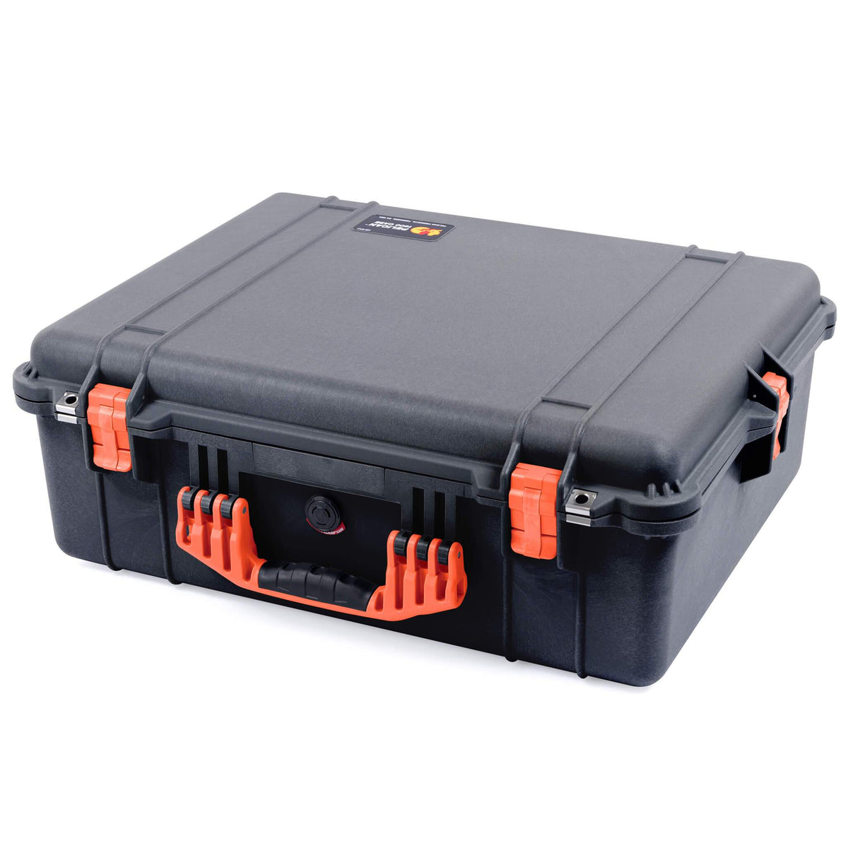 Pelican 1600 Case, Black with Orange Handle &amp; Latches ColorCase 