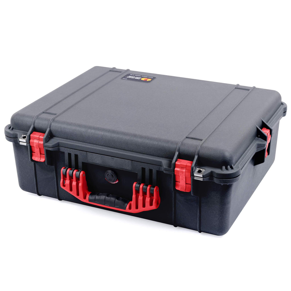 Pelican 1600 Case, Black with Red Handle &amp; Latches ColorCase 