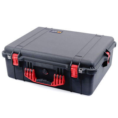 Pelican 1600 Case, Black with Red Handle & Latches ColorCase
