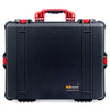 Pelican 1600 Case, Black with Red Handle & Latches ColorCase