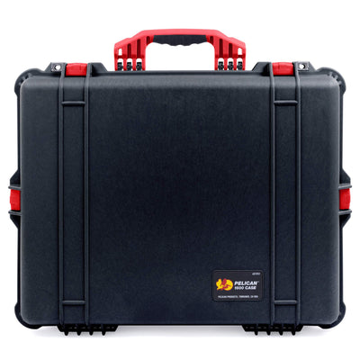 Pelican 1600 Case, Black with Red Handle & Latches ColorCase