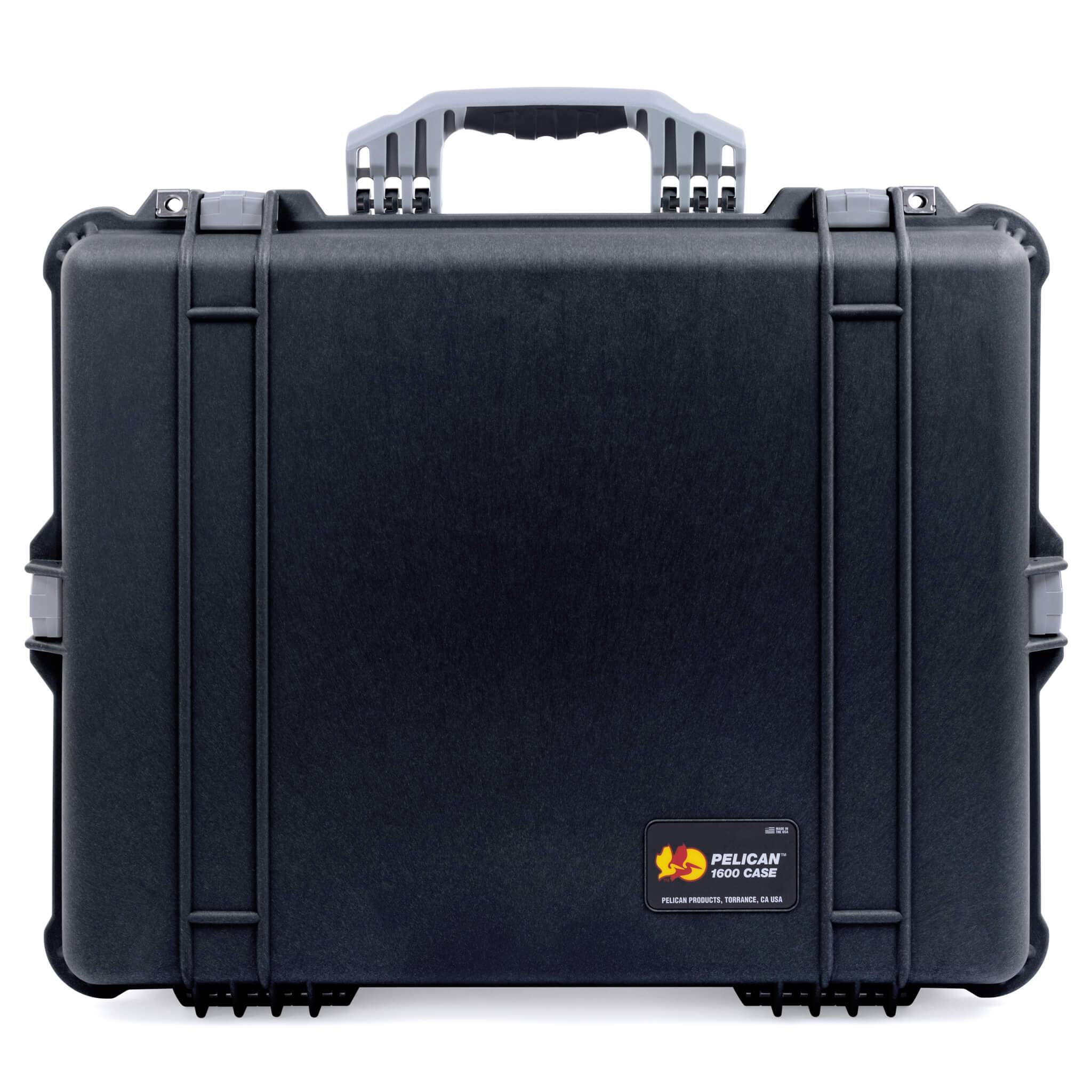 Pelican 1600 Case, Black with Silver Handle & Latches - ColorCase