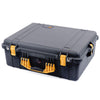 Pelican 1600 Case, Black with Yellow Handle & Latches ColorCase