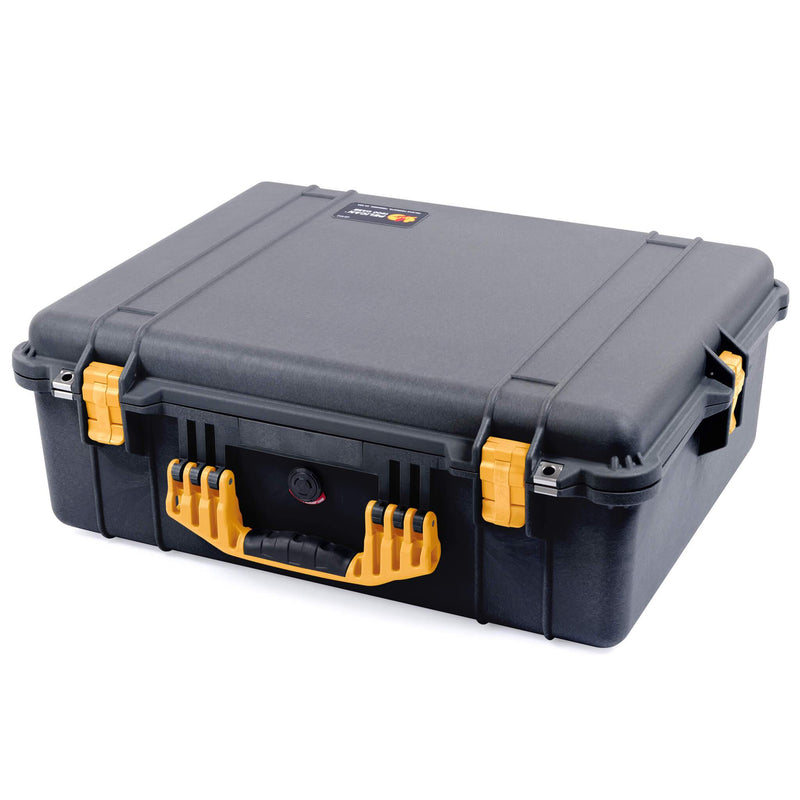 Pelican 1600 Case, Black with Yellow Handle & Latches ColorCase 
