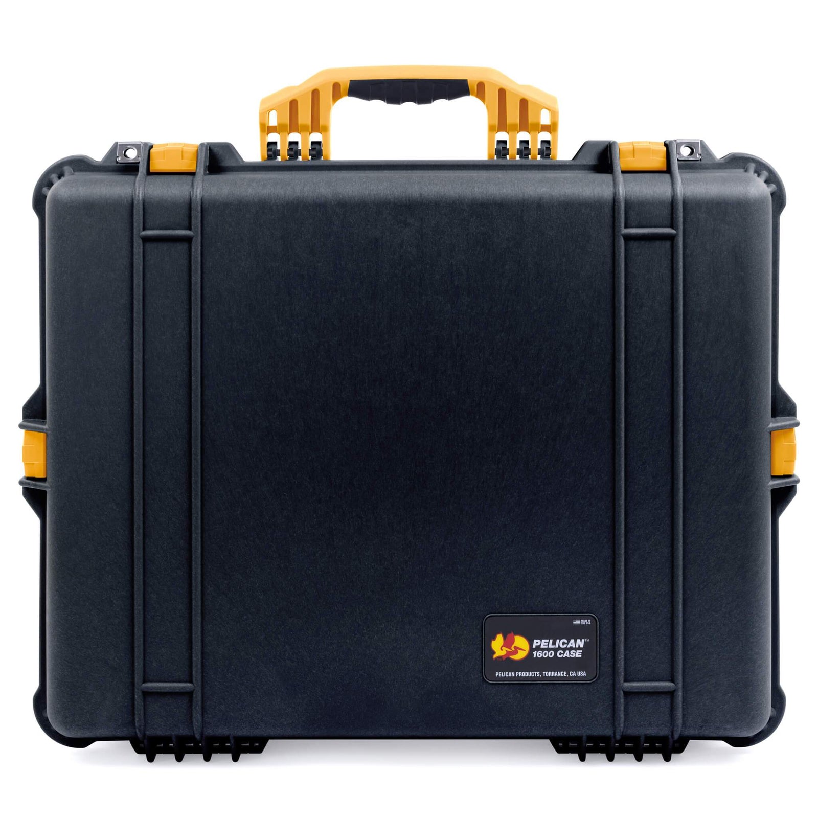 Pelican 1600 Case, Black with Yellow Handle & Latches ColorCase 