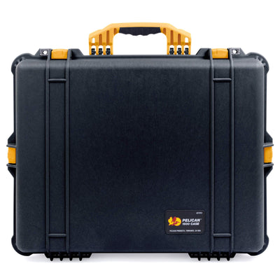 Pelican 1600 Case, Black with Yellow Handle & Latches ColorCase