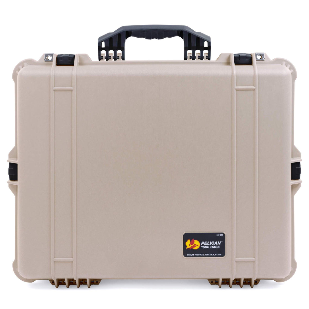 Pelican 1600 Case, Desert Tan with Black Handle &amp; Latches ColorCase 