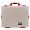 Pelican 1600 Case, Desert Tan with Orange Handle & Latches ColorCase