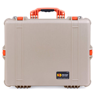Pelican 1600 Case, Desert Tan with Orange Handle & Latches ColorCase