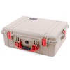 Pelican 1600 Case, Desert Tan with Red Handle & Latches ColorCase