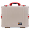 Pelican 1600 Case, Desert Tan with Red Handle & Latches ColorCase