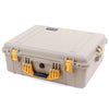 Pelican 1600 Case, Desert Tan with Yellow Handle & Latches ColorCase