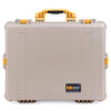 Pelican 1600 Case, Desert Tan with Yellow Handle & Latches ColorCase