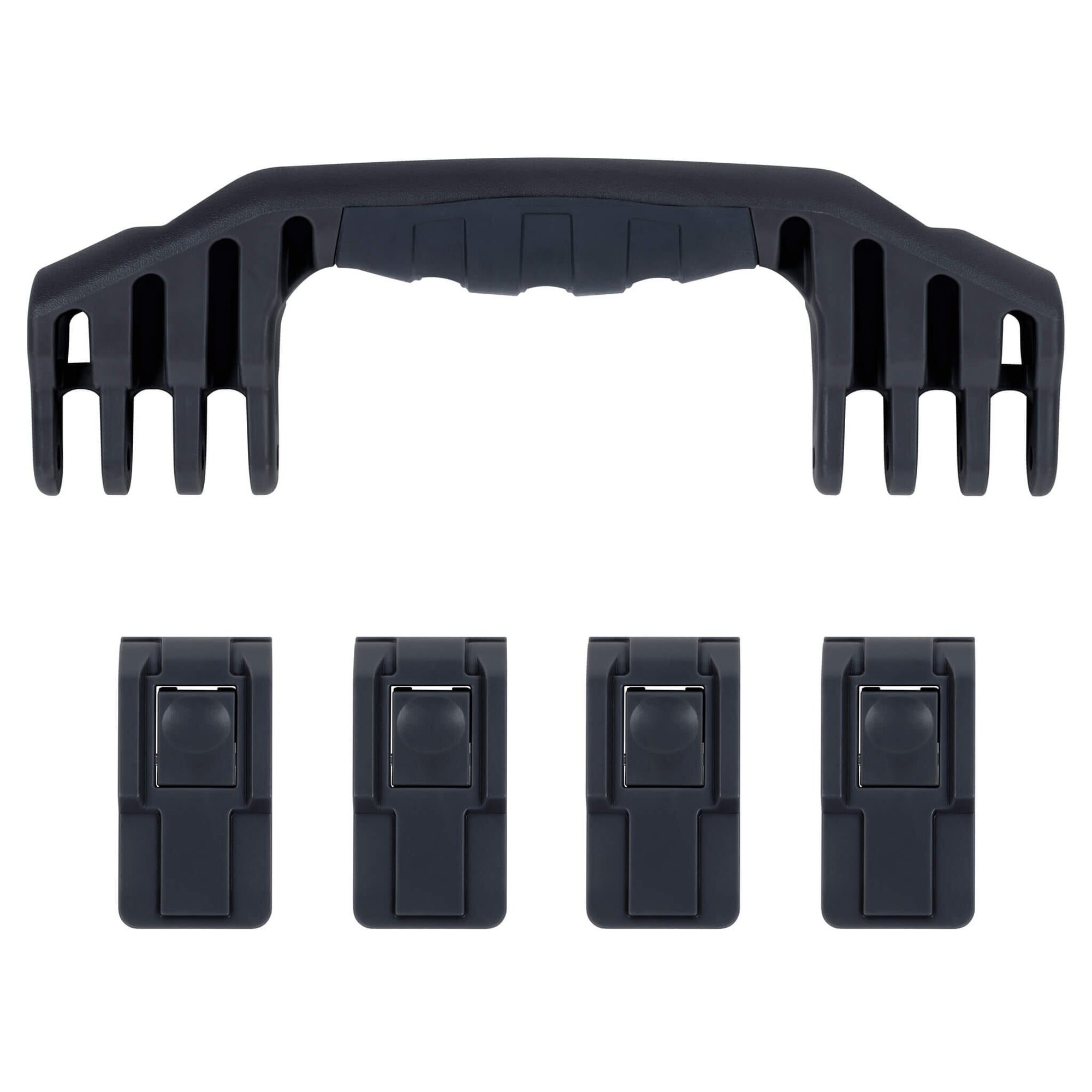 Pelican 1600 Replacement Handle & Latches, Black, Push-Button (Set of 1 Handle, 4 Latches) ColorCase 