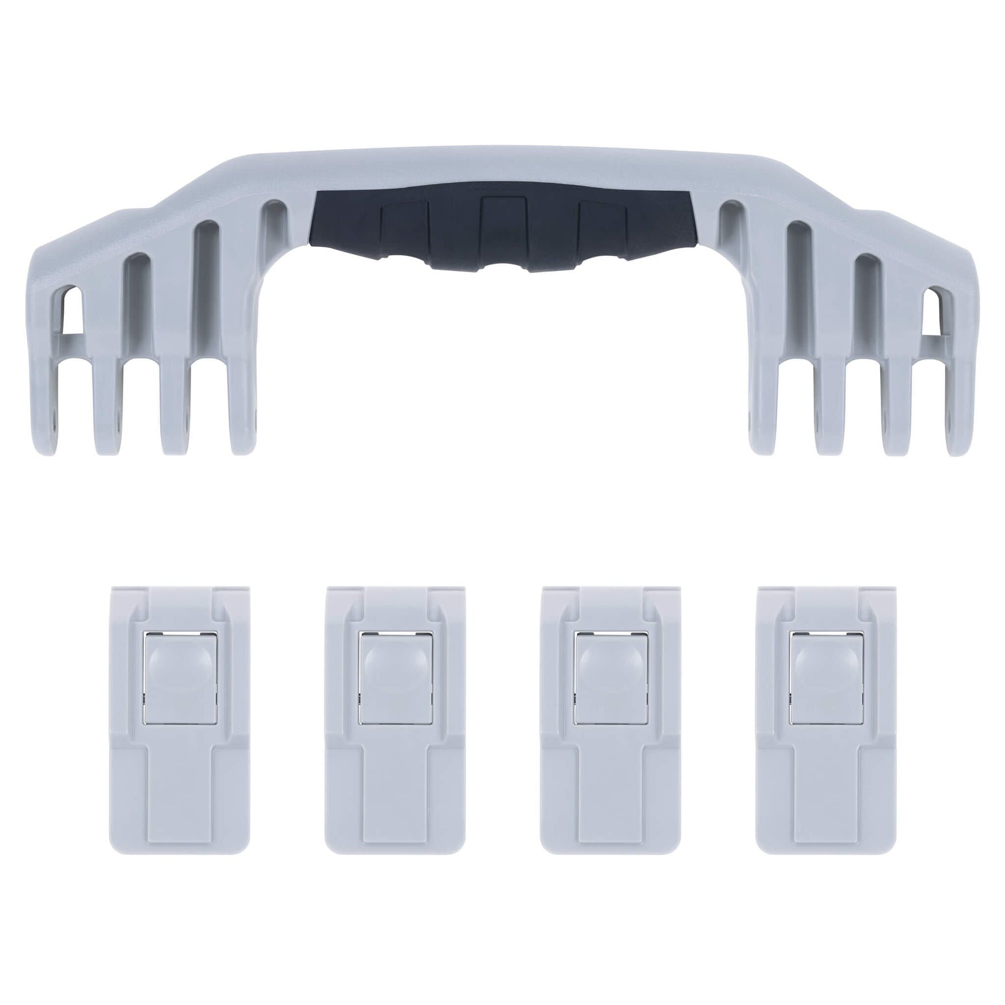 Pelican 1600 Replacement Handle & Latches, Silver, Push-Button (Set of 1 Handle, 4 Latches) ColorCase 