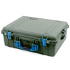 Pelican 1600 Case, OD Green with Blue Handle & Latches ColorCase