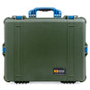 Pelican 1600 Case, OD Green with Blue Handle & Latches ColorCase
