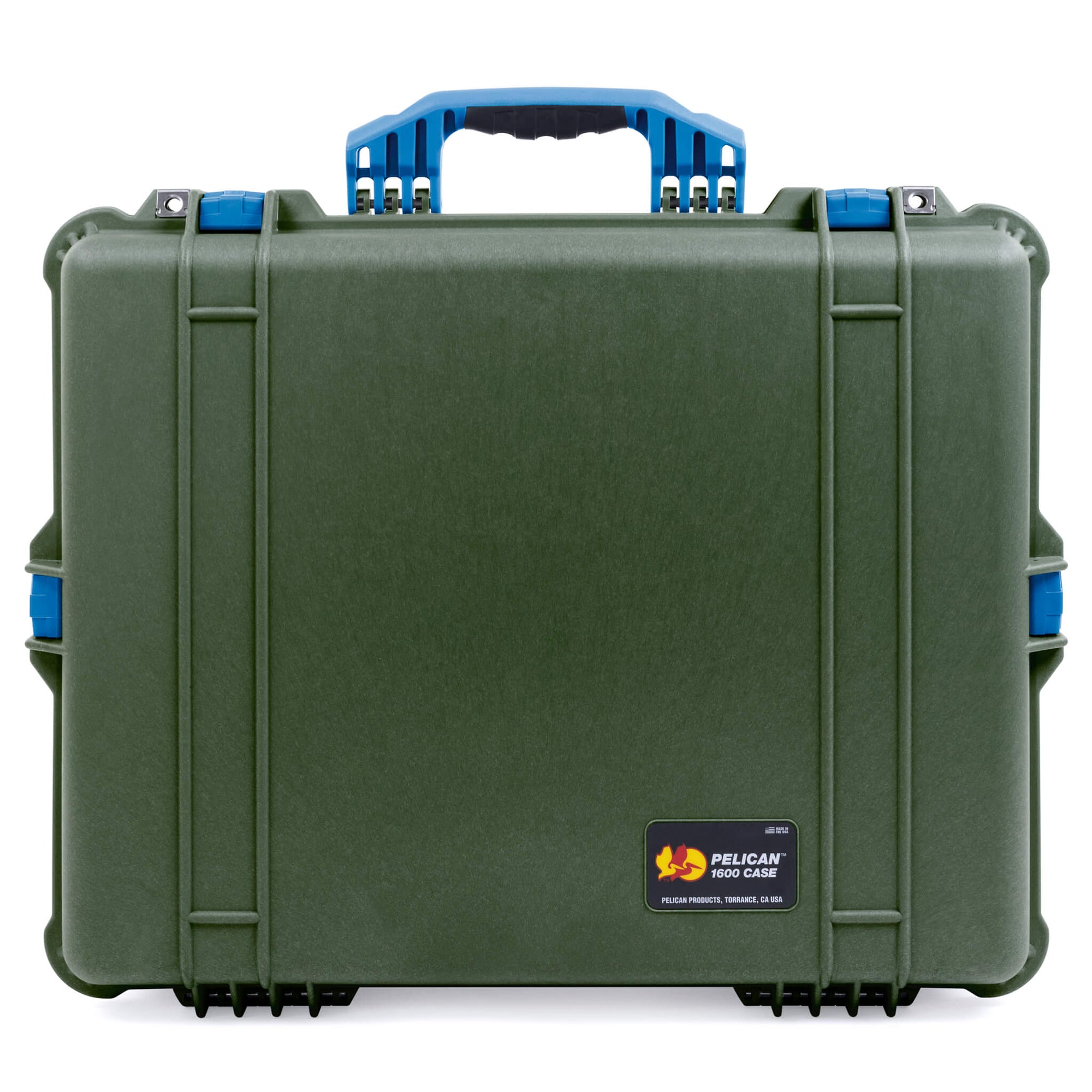 Pelican 1600 Case, OD Green with Blue Handle & Latches ColorCase 