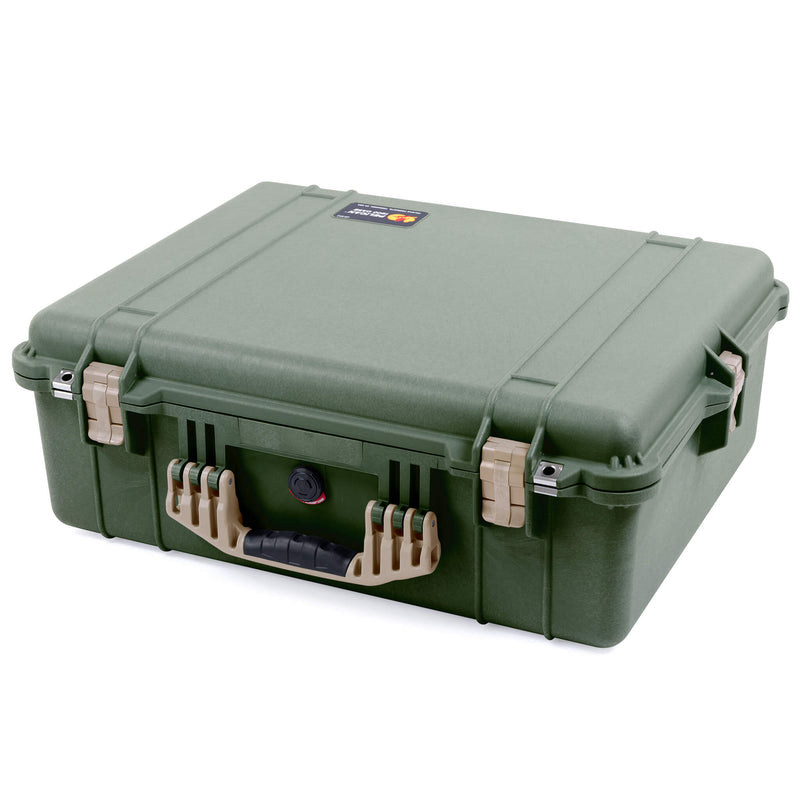 Pelican 1600 Case, OD Green with Desert Tan Handle & Latches ColorCase 