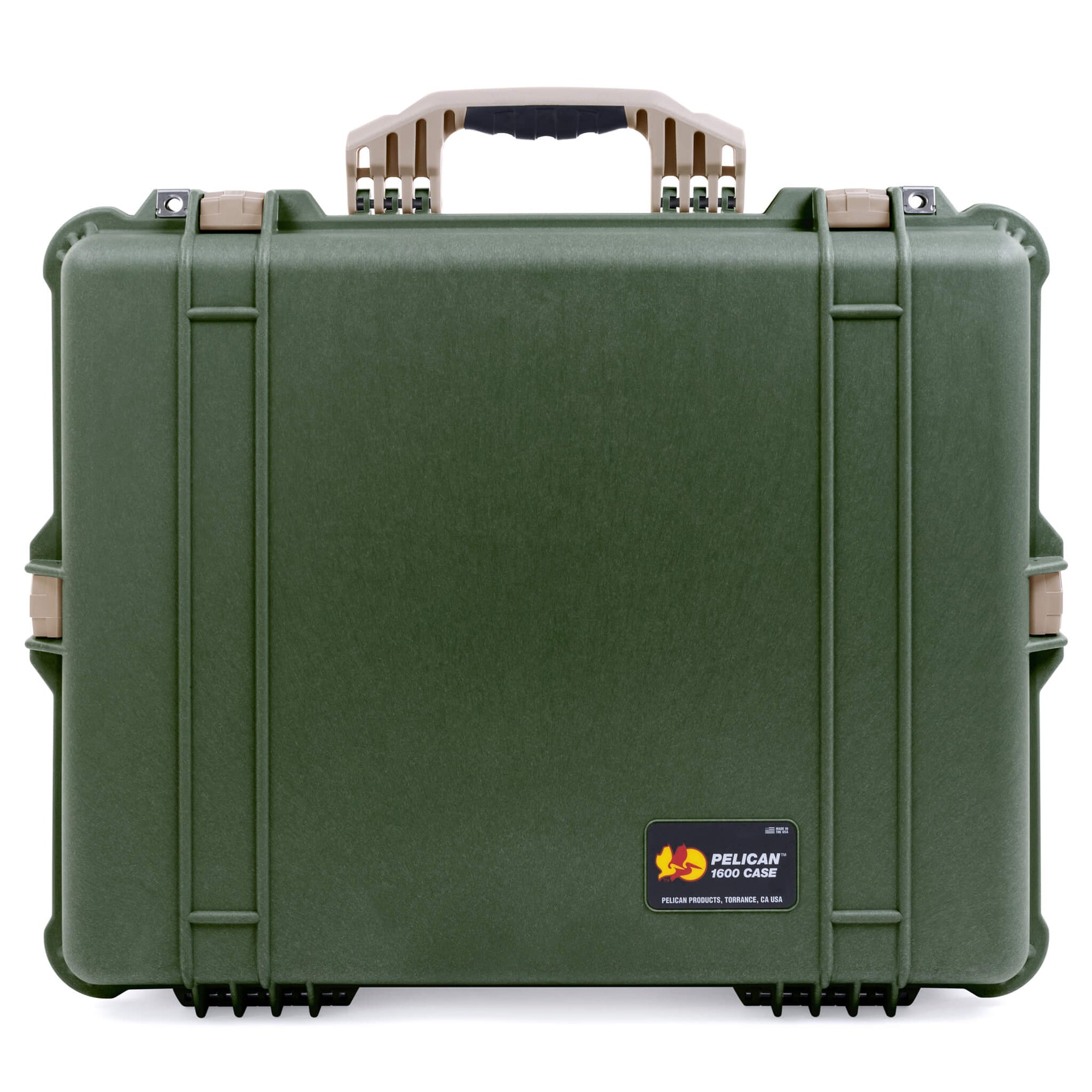 Pelican 1600 Case, OD Green with Desert Tan Handle & Latches ColorCase 