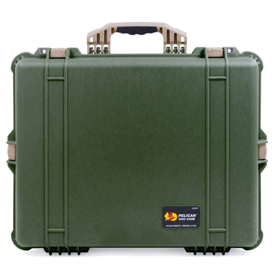 Pelican 1600 Case, OD Green with Desert Tan Handle & Latches ColorCase