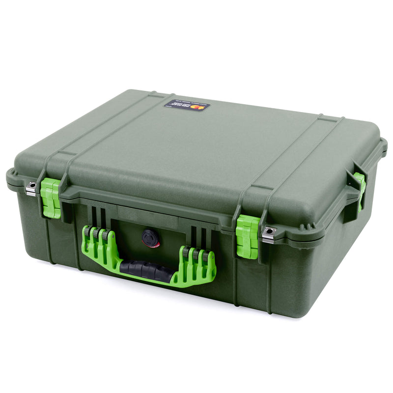 Pelican 1600 Case, OD Green with Lime Green Handle & Latches ColorCase 