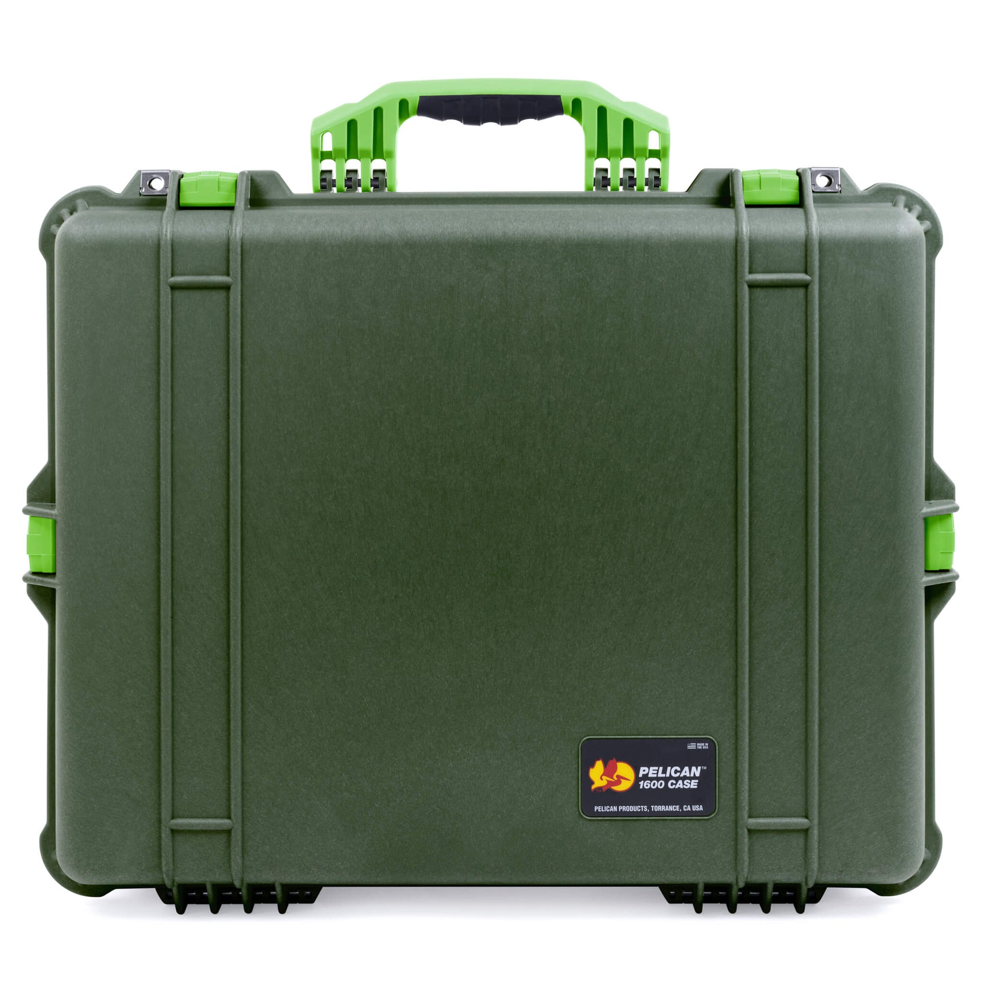Pelican 1600 Case, OD Green with Lime Green Handle & Latches ColorCase 