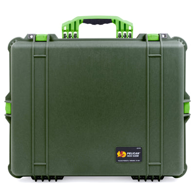 Pelican 1600 Case, OD Green with Lime Green Handle & Latches ColorCase