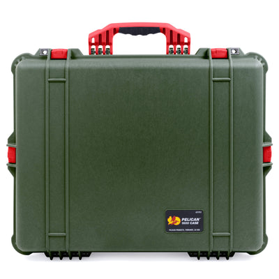 Pelican 1600 Case, OD Green with Red Handle & Latches ColorCase