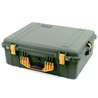 Pelican 1600 Case, OD Green with Yellow Handle & Latches ColorCase