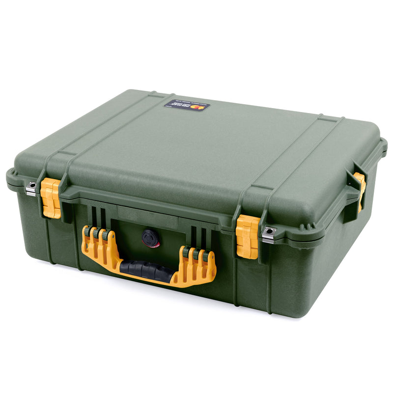 Pelican 1600 Case, OD Green with Yellow Handle & Latches ColorCase 