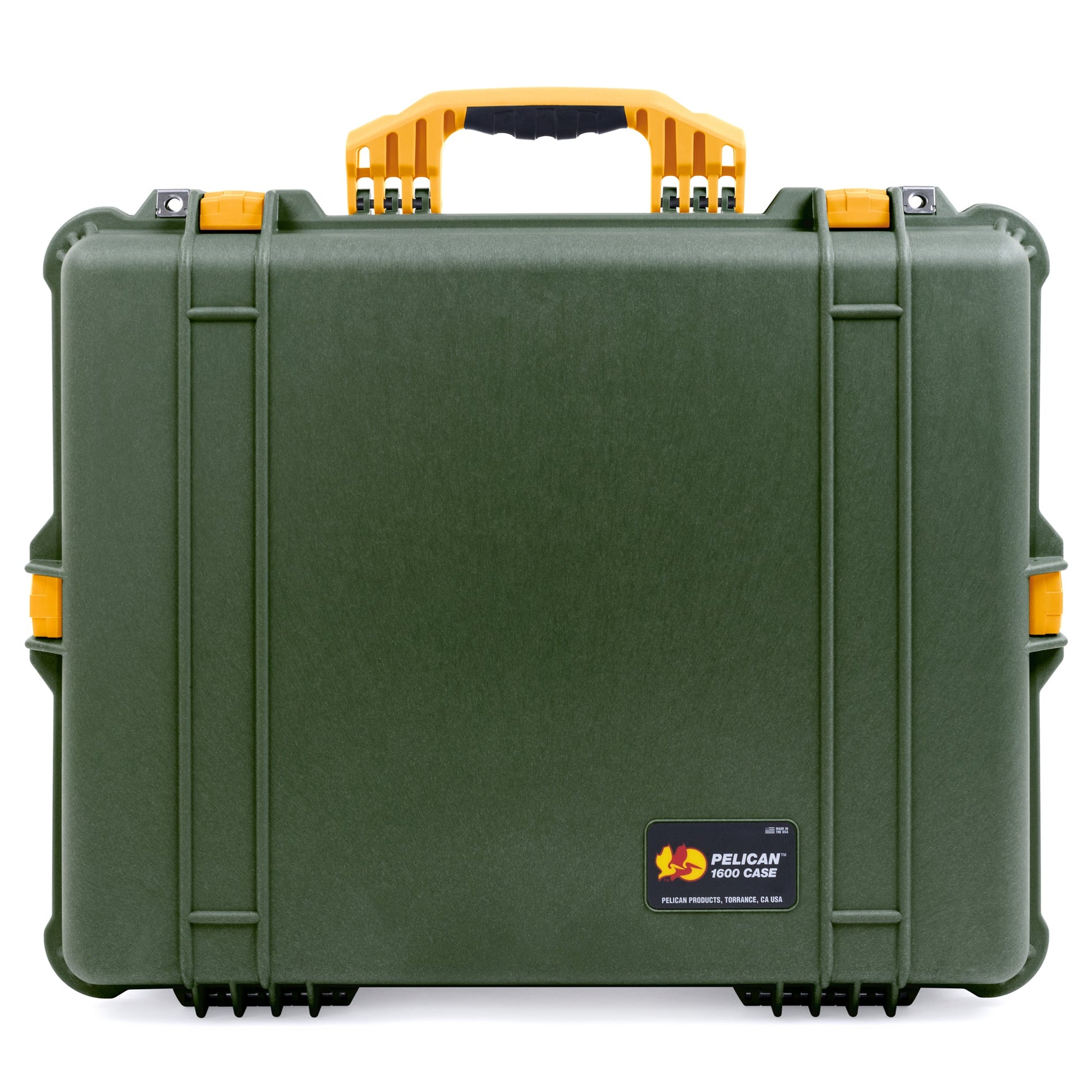 Pelican 1600 Case, OD Green with Yellow Handle & Latches ColorCase 