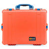 Pelican 1600 Case, Orange with Blue Handle & Latches ColorCase