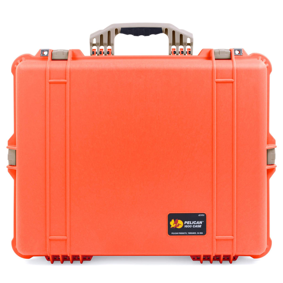 Pelican 1600 Case, Orange with Desert Tan Handle &amp; Latches ColorCase 