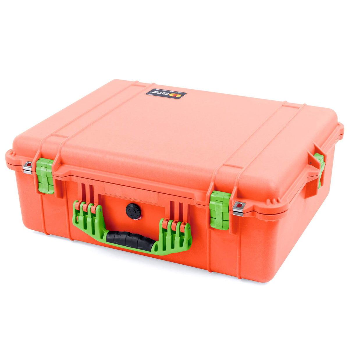 Pelican 1600 Case, Orange with Lime Green Handle &amp; Latches ColorCase 