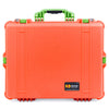 Pelican 1600 Case, Orange with Lime Green Handle & Latches ColorCase