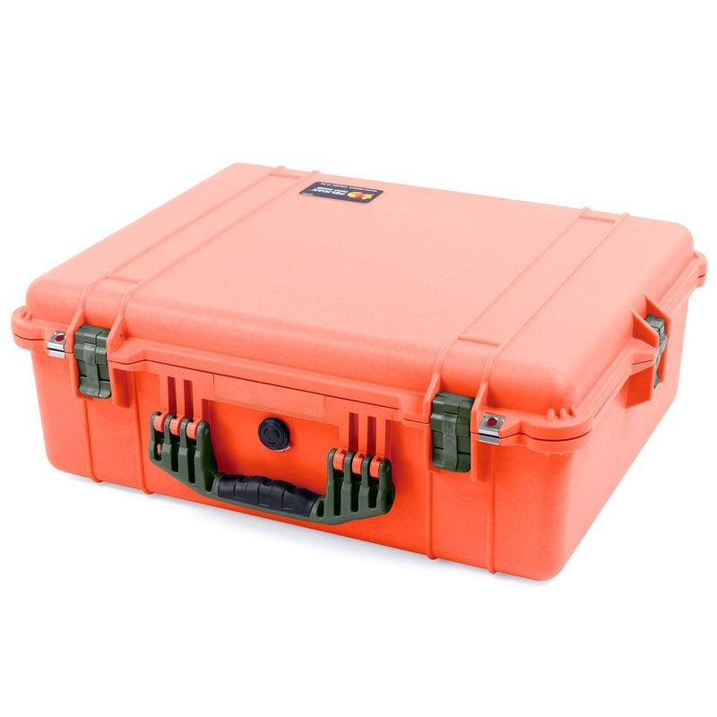 Pelican 1600 Case, Orange with OD Green Handle & Latches ColorCase 