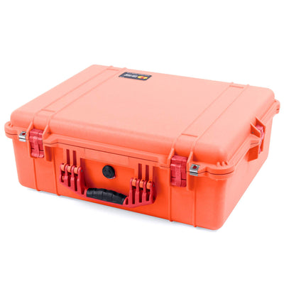 Pelican 1600 Case, Orange with Red Handle & Latches ColorCase