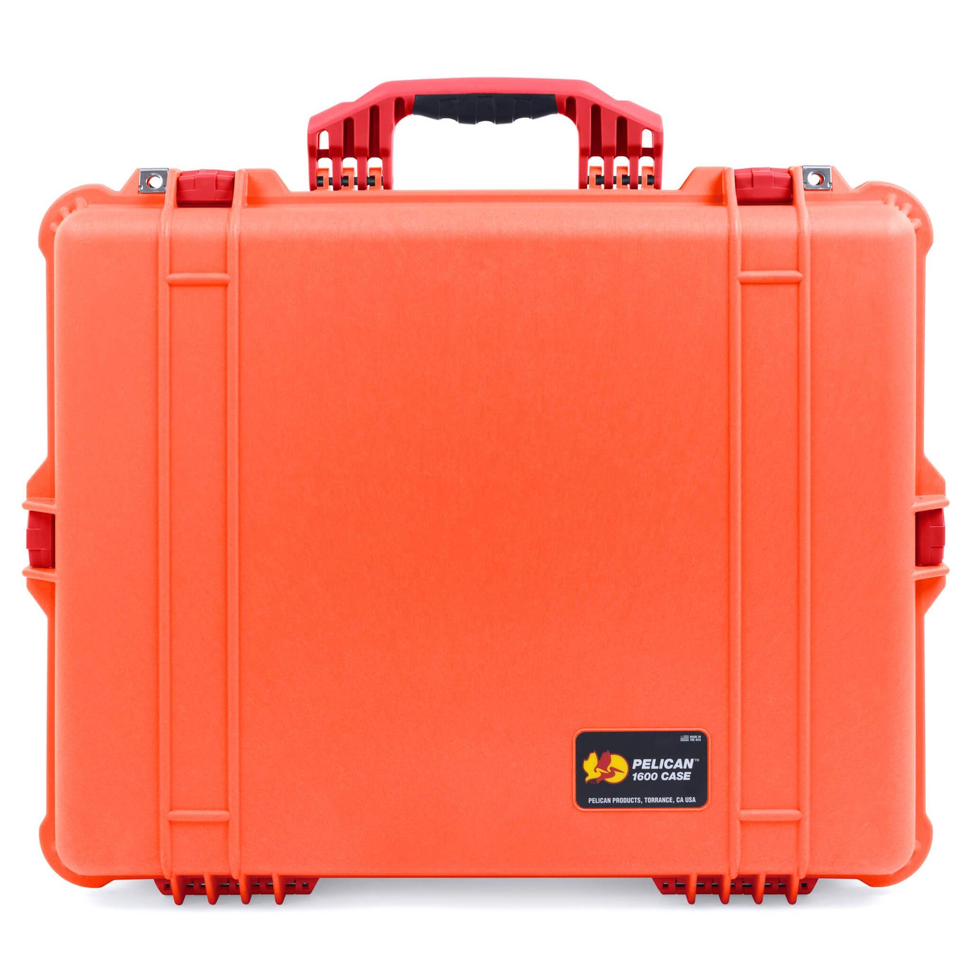 Pelican 1600 Case, Orange with Red Handle & Latches ColorCase 