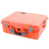 Pelican 1600 Case, Orange with Silver Handle & Latches ColorCase